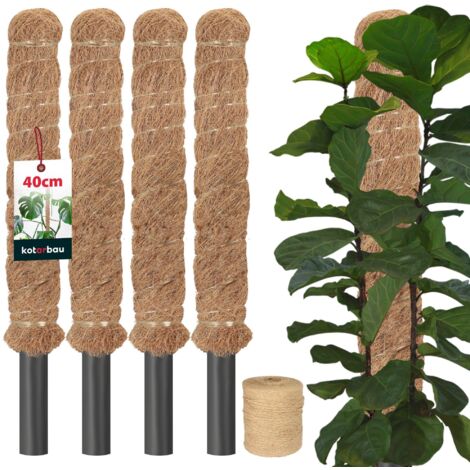 KOTARBAU® 4 pcs Tuteur Plante - Tuteur Coco -  ⌀ 2.5 x 40 cm - Fibre de Coco -  Tuteurs pour Monstera - Marron - pour Plantes Grimpantes