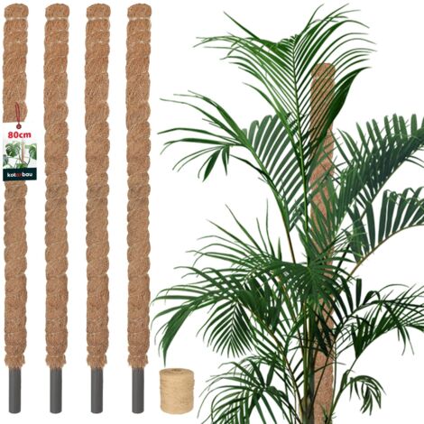 KOTARBAU® 4 pcs Tuteur Plante - Tuteur Coco - ⌀ 2.5 x 80 cm - Fibre de Coco - Tuteurs pour Monstera - Marron - pour Plantes Grimpantes