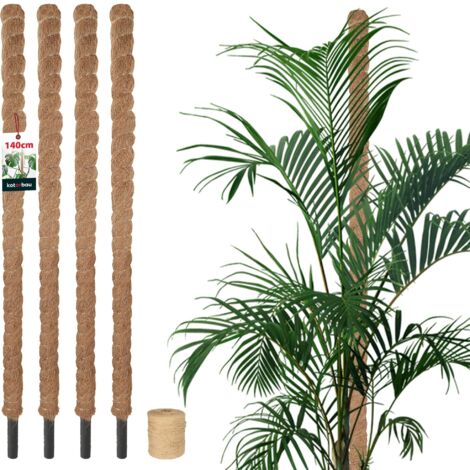 KOTARBAU® 4 pcs Tuteur Plante - Tuteur Coco - ⌀ 3.2 x 140 cm - Fibre de Coco - Tuteurs pour Monstera - Marron - pour Plantes Grimpantes