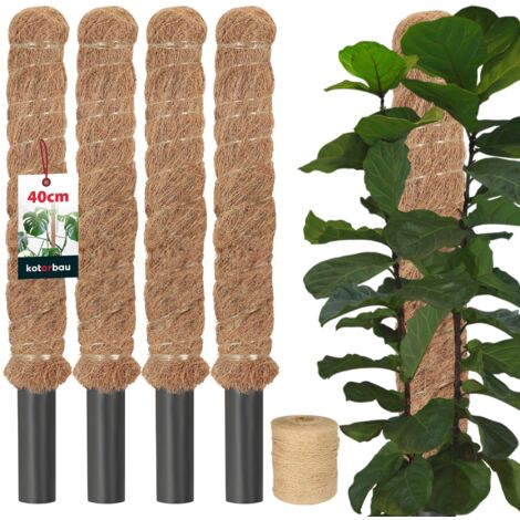 KOTARBAU® 4 pcs Tuteur Plante - Tuteur Coco - ⌀ 3.2 x 40 cm - Fibre de Coco - Tuteurs pour Monstera - Marron - pour Plantes Grimpantes