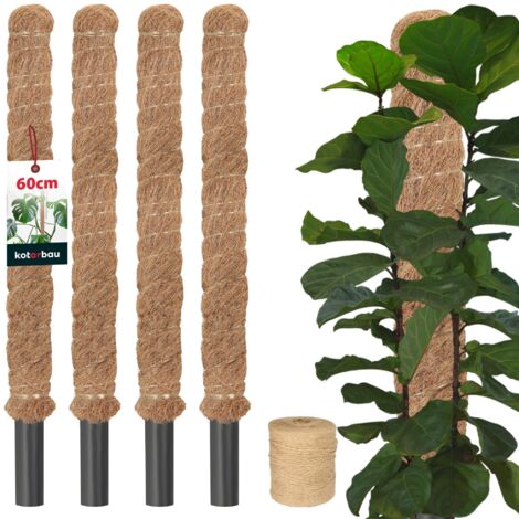 KOTARBAU® 4 pcs Tuteur Plante - Tuteur Coco - ⌀ 3.2 x 60 cm - Fibre de Coco - Tuteurs pour Monstera - Marron - pour Plantes Grimpantes