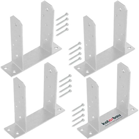 KOTARBAU® 4 Pièces Support Poteau Bois - à Visser - TT - Acier Galvanisé - 120 mm - Argent - Pied de Poteau - Fixation Robuste - Embase