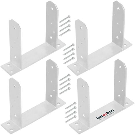 KOTARBAU® 4 Pièces Support Poteau Bois - à Visser - TT - Acier Galvanisé - 160 mm - Argent - Pied de Poteau - Fixation Robuste - Embase