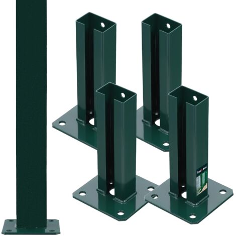 KOTARBAU® 4 Pièces Support Poteau - pour Clôture - à Visser - Pied de Poteau - Acier Revêtu par Poudre - 60 x 40 mm - Vert - Fixation Robuste