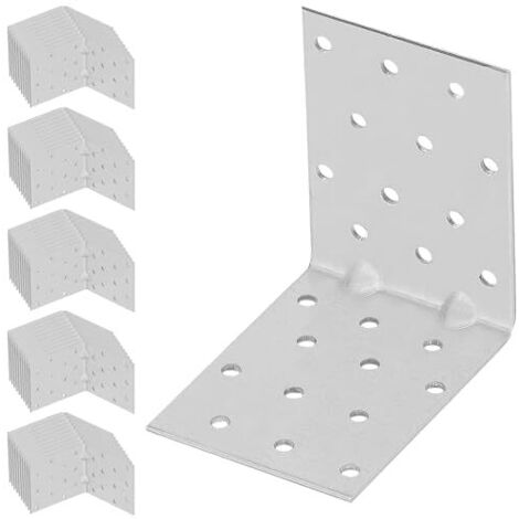 KOTARBAU® 50 Pièces Équerre De Fixation - Acier Galvanisé - 80 x 80 x 60 mm - Argent - Renfort D'Angle Métal - Équerre de Fixation Renforcée - 90 Degrés