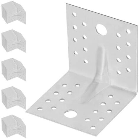 KOTARBAU® 50 Pièces Équerre De Fixation - Acier Galvanisé - 80 x 80 x 80 mm - Argent - Renfort D'Angle Métal - Équerre de Fixation Renforcée - 90 Degrés