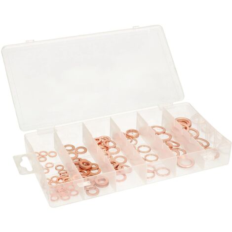 KOTARBAU Assortiment de 110 rondelles d'étanchéité en cuivre dans une boîte de rangement