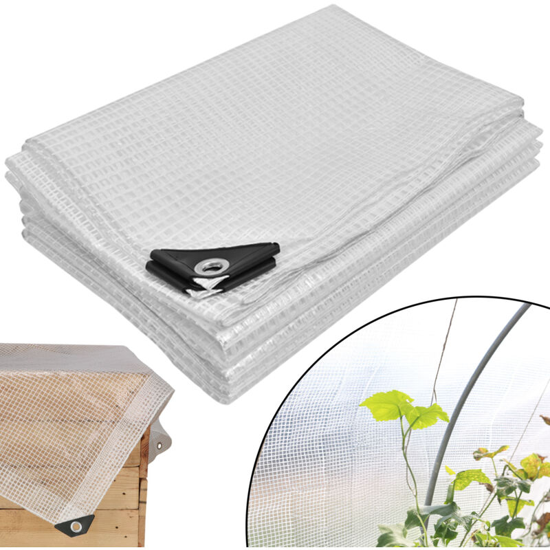 KOTARBAU® Bâche de protection robuste, épaisse, universelle, renforcée, imperméable, transparente, transparente, pour serre, 120 g/m², 4 x 6 m