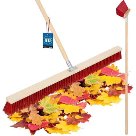 KOTARBAU® Balai Brosse - 105 cm - Balai Exterieur Terrasse - Brosse de Voirie - avec Manche - Bois - PVC - Poils Durs - de Jardin - Outil de Nettoyage