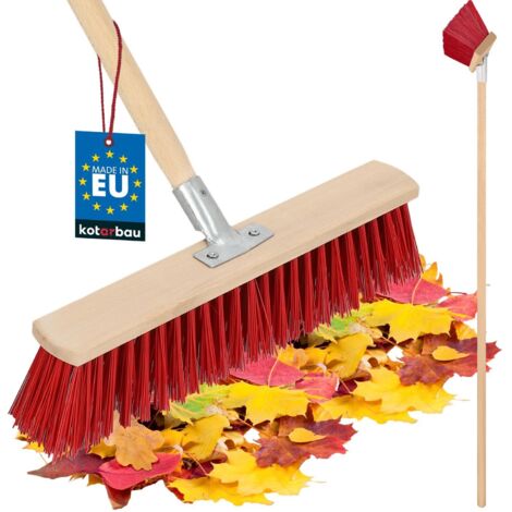 KOTARBAU® Balai Brosse - 43 cm - Balai Exterieur Terrasse - Brosse de Voirie - avec Manche - Bois - PVC - Poils Durs - de Jardin - Outil de Nettoyage