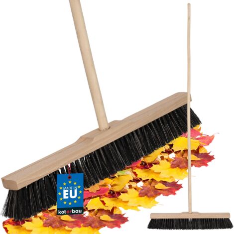 KOTARBAU® Balai Brosse - 50 cm - Marron - avec Manche en Bois - Balai Cantonnier - Brosse pour Terrasse - pour Intérieur Extérieur - en Bois de Hêtre