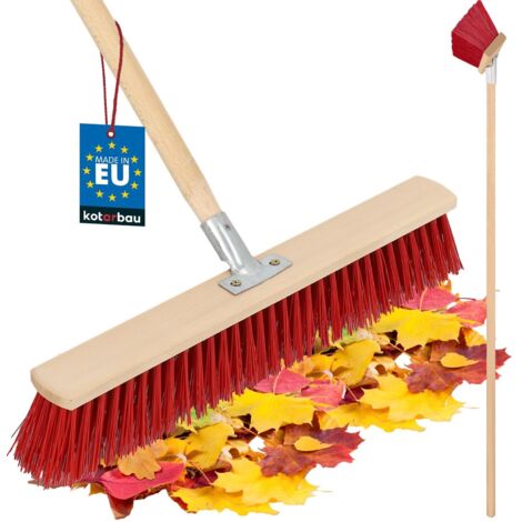 KOTARBAU® Balai Brosse - 55 cm - Balai Exterieur Terrasse - Brosse de Voirie - avec Manche - Bois - PVC - Poils Durs - de Jardin - Outil de Nettoyage