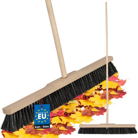 KOTARBAU® Balai Brosse - 60 cm - Marron - avec Manche en Bois - Balai Cantonnier - Brosse pour Terrasse - pour Intérieur Extérieur - en Bois de Hêtre