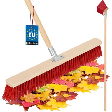 KOTARBAU® Balai Brosse - 65 cm - Balai Exterieur Terrasse - Brosse de Voirie - avec Manche - Bois - PVC - Poils Durs - de Jardin - Outil de Nettoyage