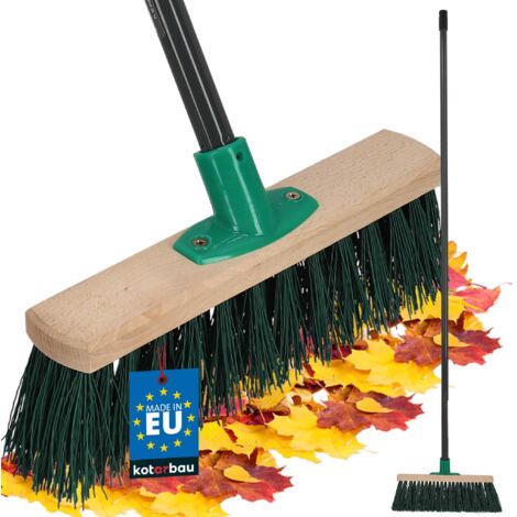 KOTARBAU® Balai Brosse - Bois de Hêtre - 30 cm - Vert - Balai Extérieur - Brosse pour Terrasse - Poils Durs - avec un Manche en Métal