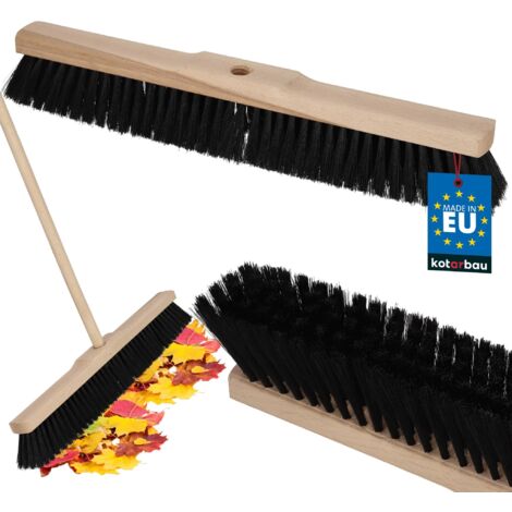 KOTARBAU® Balai Brosse - sans Manche - 50 cm - Marron - Balai Cantonnier - Brosse pour Terrasse Poils Durs - Bois de Hêtre & Nylon - Brun Noir Naturel