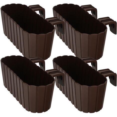 KOTARBAU® Balkonkasten für Balkongeländer oval rustikal braun 400 mm 4er-Set