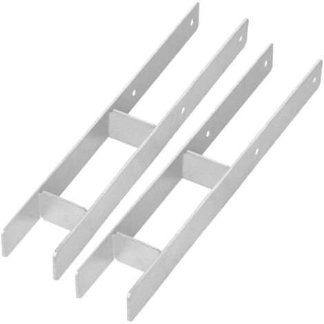 KOTARBAU® Base de poteau en H pour ancrage par équerre, ancrage en acier galvanisé 80 mm, lot de 2