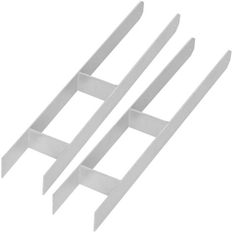 KOTARBAU® Base de poteau en H pour ancrage par équerre, ancrage en acier galvanisé 90 mm, lot de 2