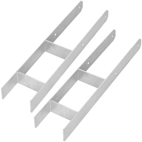 KOTARBAU® Base de poteau en H pour ancrage par équerre, en acier galvanisé, 120 mm, lot de 2