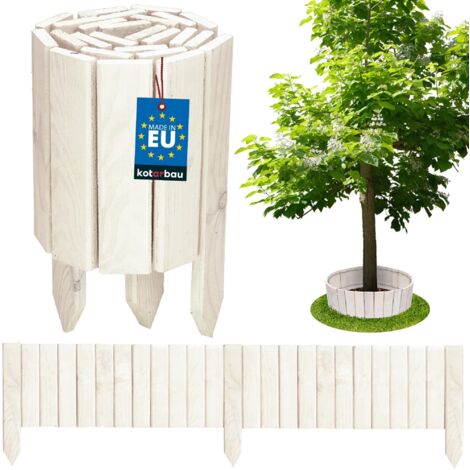 KOTARBAU® Bordure Jardin Exterieur Bois - 110 x 20 cm - Cloture Bois Jardin - Blanc - Palissade Flexible - Décoration Jardin