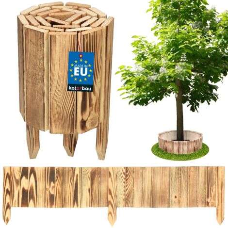 KOTARBAU® Bordure Jardin Exterieur Bois - 110 x 20 cm - Cloture Bois Jardin - Bois Brûlé - Palissade Flexible - Décoration Jardin