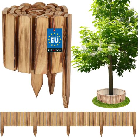 KOTARBAU® Bordure Jardin Exterieur Bois - 200 x 20 cm - Cloture Bois Jardin - Bois Brûlé - Palissade Flexible - Décoration Jardin
