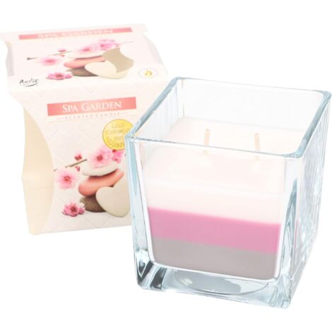 KOTARBAU Bougie parfumée à 2 mèches dans un verre - 3 couleurs - Idée cadeau d'aromathérapie - Durée de combustion jusqu'à 32 heures (jardin)