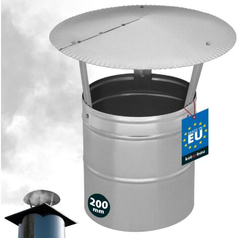 KOTARBAU® Chapeau de Cheminée - Acier Galvanisé - ø 200 mm - Argent - Chapeau Cheminée Anti Pluie - Résistant à la Corrosion - Installation Facile - Design Moderne
