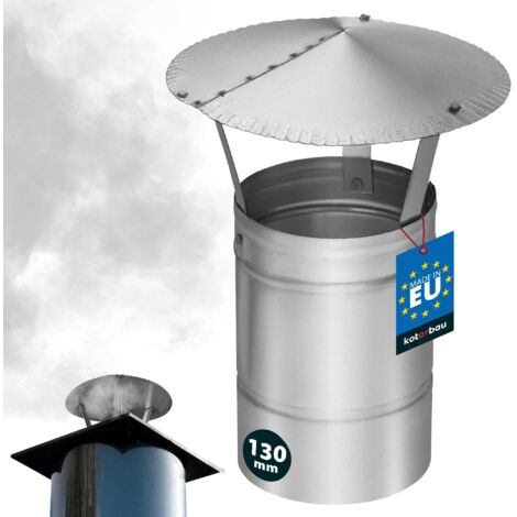 KOTARBAU® Chapeau De Cheminée - Inox - ø 130 mm - Argent - Chapeau Cheminée Anti Pluie - Résistant à la Corrosion - Installation Facile - Design Moderne