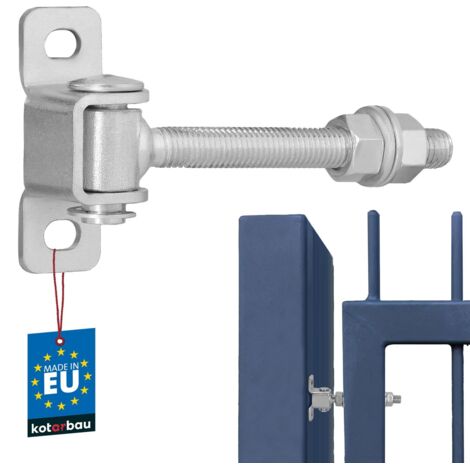 KOTARBAU® Charniere Portail - Acier - 115 mm M12 - Argenté - Charnière Réglable pour Portillon Extérieur - Gond Portail Lourd - avec Plaque de Fixation - Gond Réglable Galvanisée