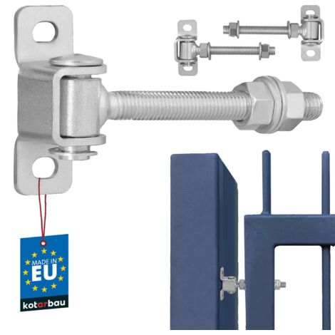 KOTARBAU® Charniere Portail - Acier - 115 mm M12 - Argenté - Charnière Réglable pour Portillon Extérieur - Gond Portail Lourd - avec Plaque de Fixation - Gond Réglable Galvanisée