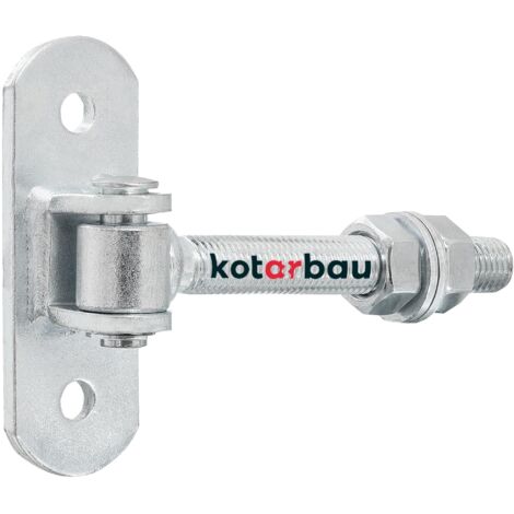 KOTARBAU® Charniere Portail - Acier - 130 mm M16 - Argenté - Charnière Réglable pour Portillon Extérieur - Gond Portail Lourd - avec Plaque de Fixation - Gond Réglable Galvanisée