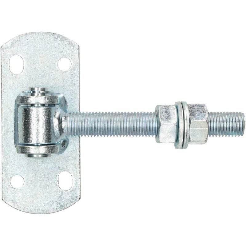 KOTARBAU Charnière de porte galvanisée Filetage M 16 mm avec trou oblong réglable avec plaque de fixation Charnière de portail avec pince à ressort