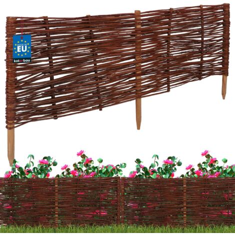 KOTARBAU® Clôture Bois  - Bordure Jardin Extérieur - 100 x 40 cm - Bordure de Jardin en Osier à Planter - Marron - Cloture en Osier - Décoration Extérieure