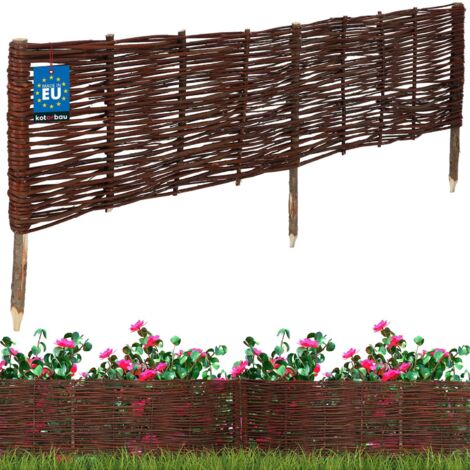 KOTARBAU® Clôture Bois  - Bordure Jardin Extérieur - 120 x 30 cm - Bordure de Jardin en Osier à Planter - Marron - Cloture en Osier - Décoration Extérieure