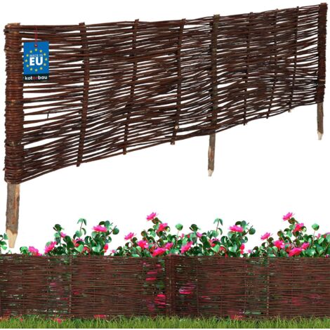 KOTARBAU® Clôture Bois  - Bordure Jardin Extérieur - 120 x 40 cm - Bordure de Jardin en Osier à Planter - Marron - Cloture en Osier - Décoration Extérieure