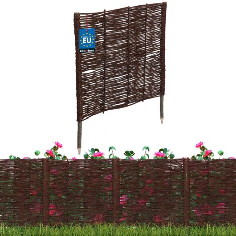 KOTARBAU® Clôture Bois  - Bordure Jardin Extérieur - 60 x 60 cm - Bordure de Jardin en Osier à Planter - Marron - Cloture en Osier - Décoration Extérieure