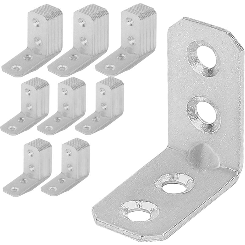 Kotarbau - Lot de 100 raccords d'angle - 30 x 30 x 16 x 2 mm - Avec nervure en acier galvanisé - Pour montage de meubles - Pour charges lourdes