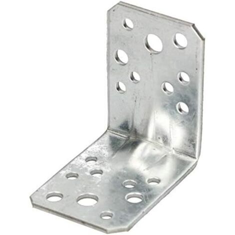 KOTARBAU Connecteur d'angle 65x65x45 mm avec nervure, équerre perforée renforcée, équerre de fixation, assemblage bois, connecteur d'angle en acier galvanisé, argent, top qualité
