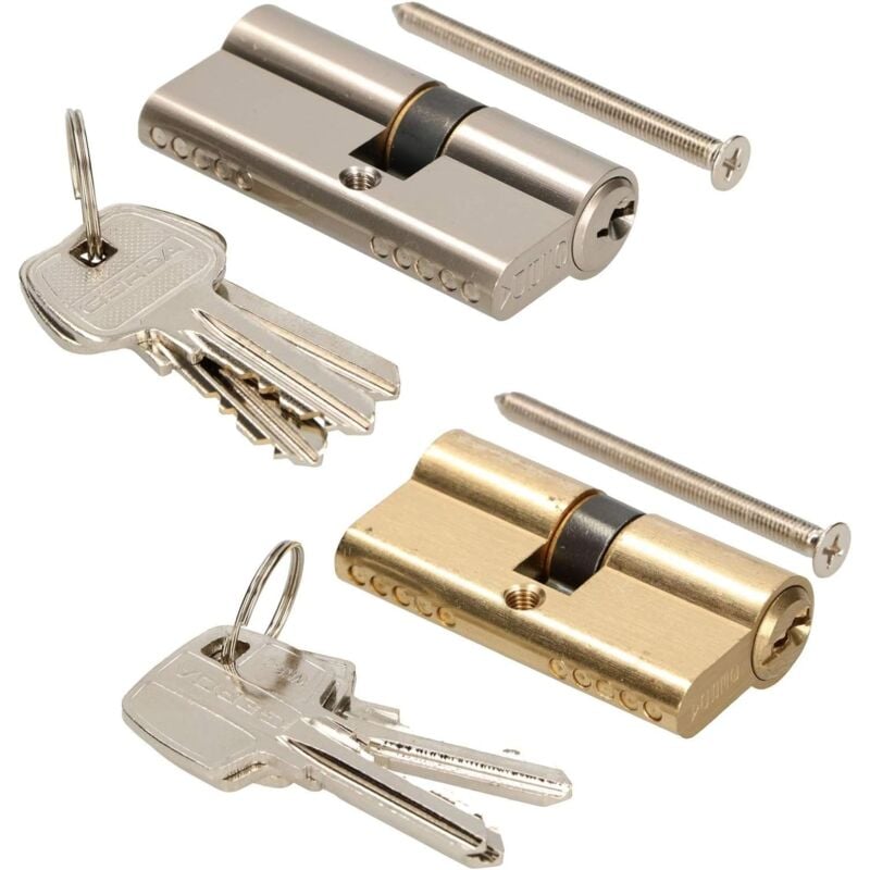 Cylindre de serrure 25/40 Nickel - Cylindre de porte - Double cylindre - Laiton - Kotarbau