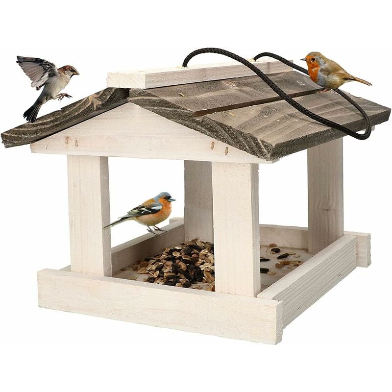 Deko-Shop-Hannusch Mangeoire à oiseaux à suspendre Blanc + 0,5 kg de nourriture gratuite - Kotarbau