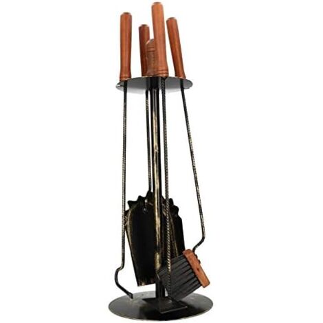 KOTARBAU Ensemble de couverts de cheminée avec support pour outils de cheminée Noir