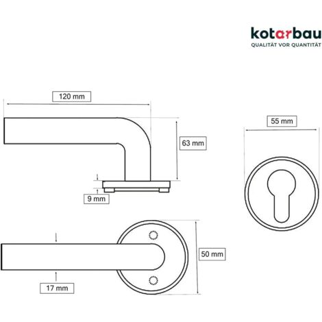 KOTARBAU Ensemble de poignées 120 mm Satin PZ cylindre profilé universel
