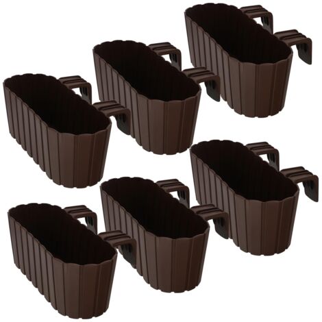 KOTARBAU® Fioriera da balcone ovale per ringhiera marrone rustico 400 mm, set da 6