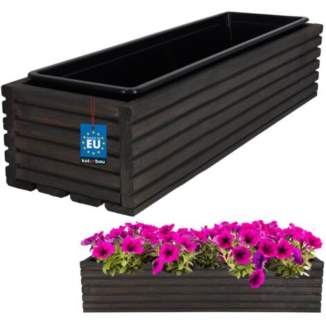 KOTARBAU® Fioriera da giardino in legno per terrazza con inserto antracite 64 x 20 CM