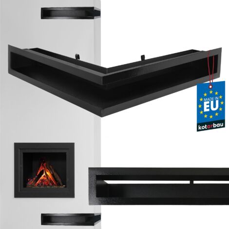 KOTARBAU® Grille Cheminée - Acier Revêtu Poudre - Bande d’aération d’angle - 50/50 cm - Noir - Grille Ventilation Cheminée - Aération pour Foyer - Design Moderne - Résistante Haute Température