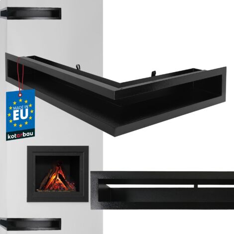 KOTARBAU® Grille Cheminée - Acier Revêtu Poudre - Bande d’aération d’angle - 60/40 cm - Gauche - Noir - Grille Ventilation Cheminée - Aération pour Foyer - Moderne - Résistante Haute Température