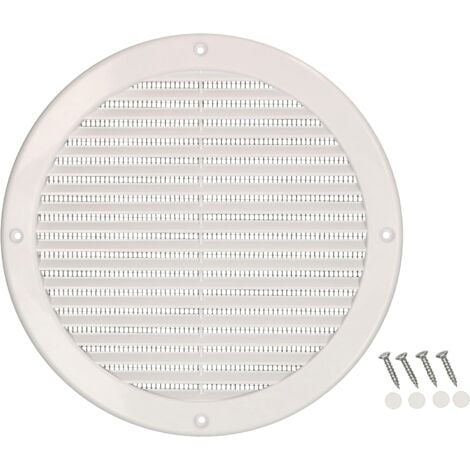 Grille ventilation ronde PVC blanc avec ressorts + moustiquaire