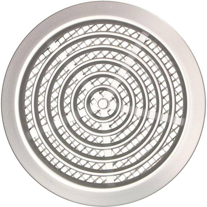 Grille d'aération ronde en satin argenté - Diamètre : 80 mm - Avec moustiquaire - Kotarbau